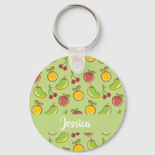Porte-clés Fruits d'été frais motif vert