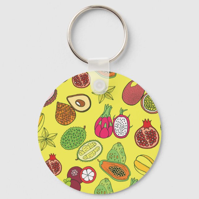 Porte-clés Fruits exotiques tropicaux Motif à main (Recto)