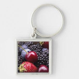 Porte-clés Fruits savoureux d'été sur un Tableau en bois