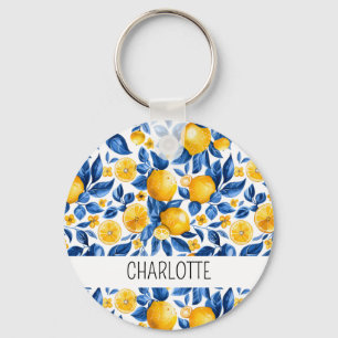 Porte-clés Fruits tropicaux Motifs de citron Nom personnalisé