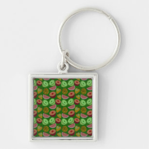 Porte-clés Fruits tropicaux motifs et vert arrière - plan