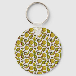 Porte-clés Fruits tropicaux sans couture motif jaune et blanc