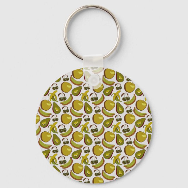Porte-clés Fruits tropicaux sans couture motif jaune et blanc (Recto)