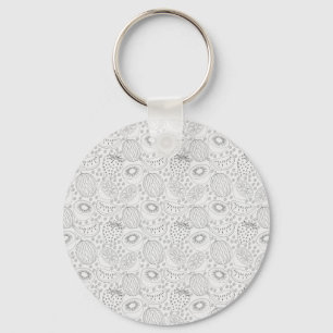 Porte-clés Fruits tropicaux sans couture motif noir et blanc