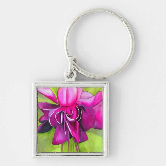 Porte-clés Fuchsia pop art watercolour flower (Devant)