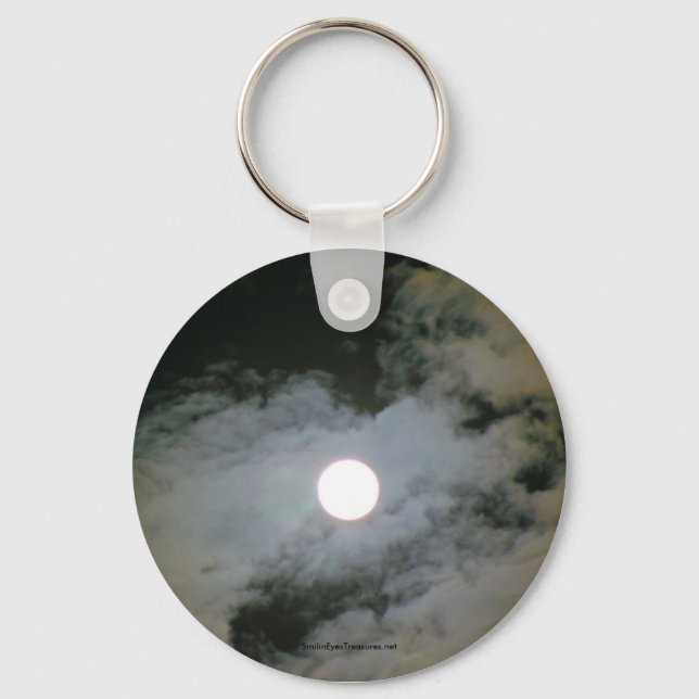 Porte-clés Full Moon Clouds Nature Photo Keychain Keyring (Recto)