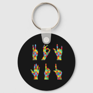 Porte-clés Fun ASL Love Langue des signes Sensibilisation sur