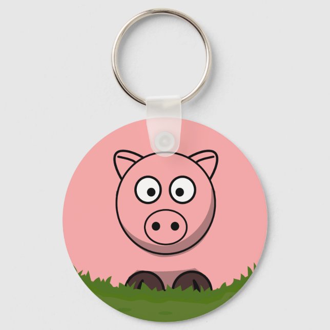 Porte-clés Fun Cartogramme rond Cochon (Recto)