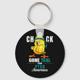 Porte-clés Fun Chick Gone Turquoise Ruban Chicken Warrier Pts