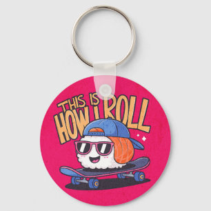 Porte-clés Fun Kawaii Sushi sur skate