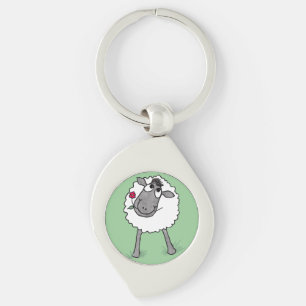 Porte-clés Fun Silly Sheep avec Fleur, Porte - clé métallique