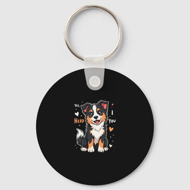 Porte-clés Funky Australian Shepherd Maman Cadeaux Aussie Oui (Recto)