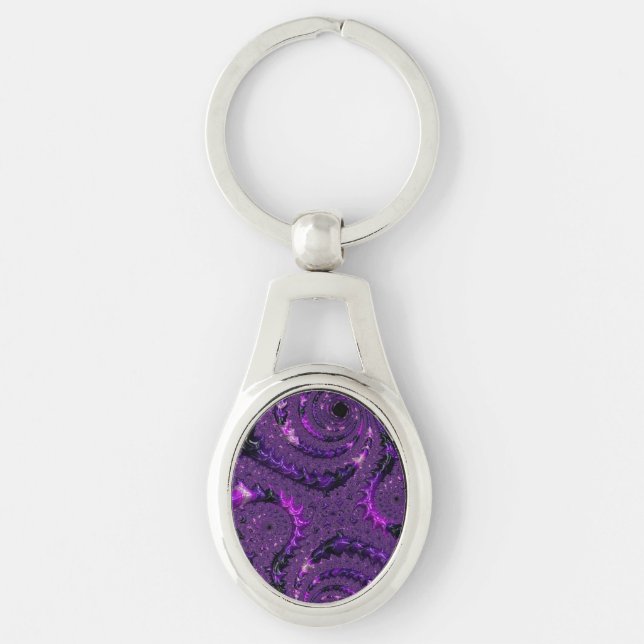 Porte-clés Funky Bold Bohème Violet Abstrait Fractal Numériqu (Devant)