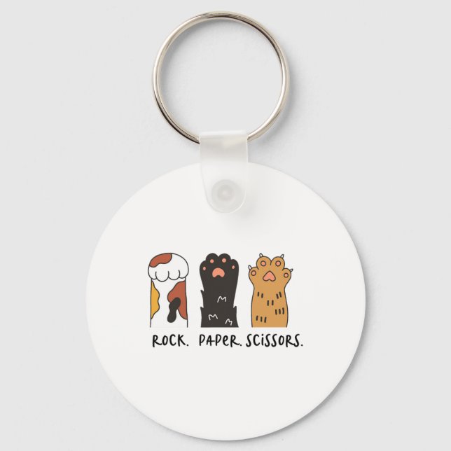 Porte-clés Funky Cat Rock Ciseaux Papier Cute Cat Paquets Enf (Recto)