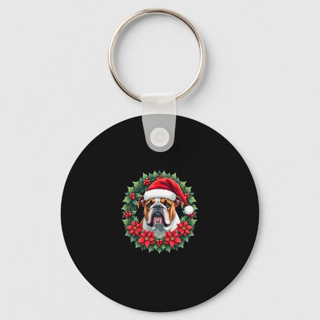 Porte-clés Funky Christmas English Bulldog Débardeur (Recto)