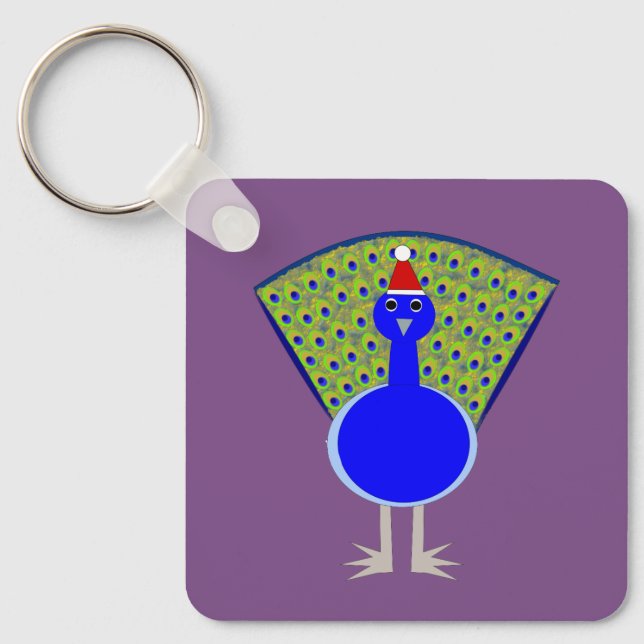 Porte-clés Funky Christmas Peacock Custom (Recto)