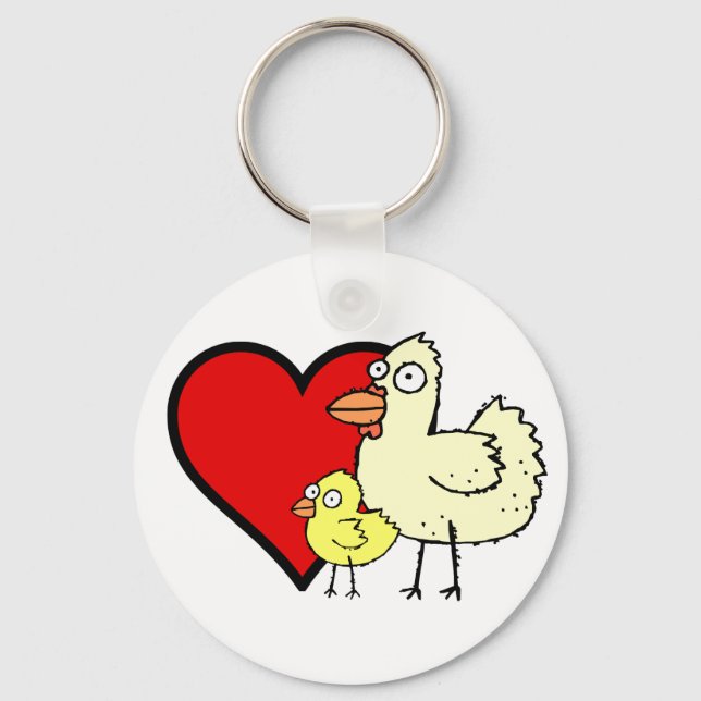 Porte-clés Funky Farm Poulet Et Poulets I Coeur Maman Porte - (Recto)