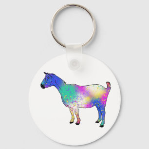 Porte-clés Funky Goat Colourful Splatter Paint Animal Art