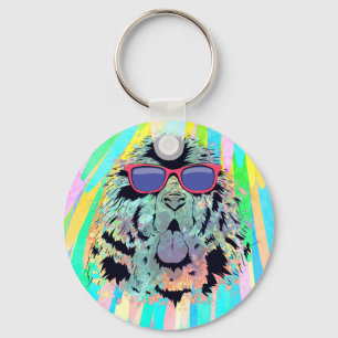 Porte-clés Funky Newfoundland Dog Lunettes de soleil Design