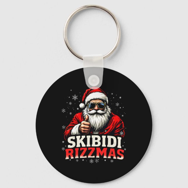 Porte-clés Funky Père Noël Snowboard Noël Skibidi Ri (Recto)