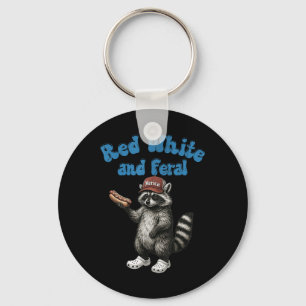 Porte-clés Funky Raccoon Rouge Blanc Et Feral Usa 4 juillet