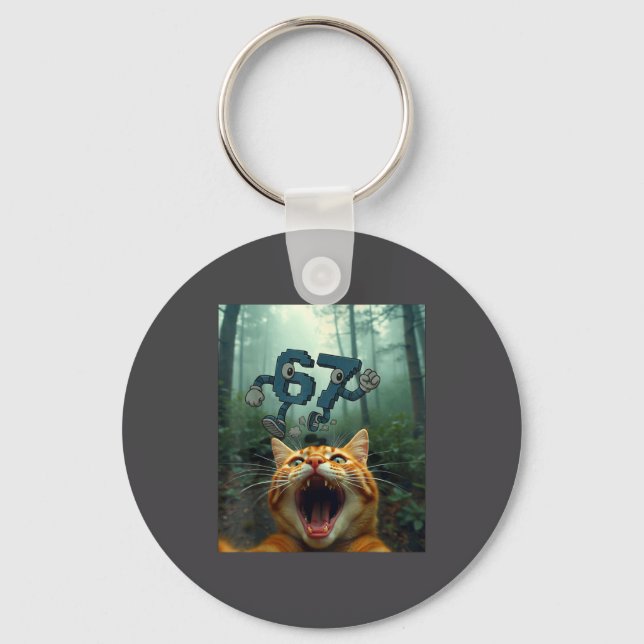 Porte-clés Funny 67 Cat Selfie 6 7 Brainrot Teen Boys Meme Ha (Recto)