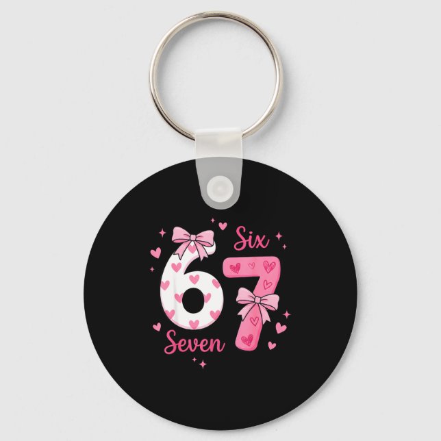 Porte-clés Funny 67 Cute Six Seven Meme Nk Hearts Bow Valenti (Recto)