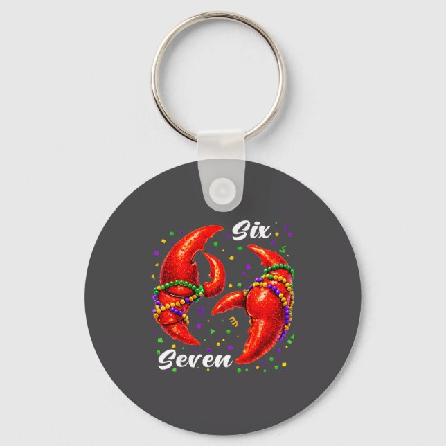 Porte-clés Funny 67 Mardi Gras Crawfish Meme 6 7 Beads Six Se (Recto)