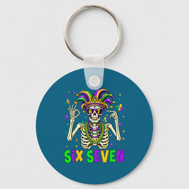 Porte-clés Funny 67 Mardi Gras Skeleton 6 7 Meme Mask Beads S (Recto)