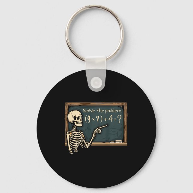 Porte-clés Funny 67 Meme Brainrot Joke Halloween Skeleton Mat (Recto)