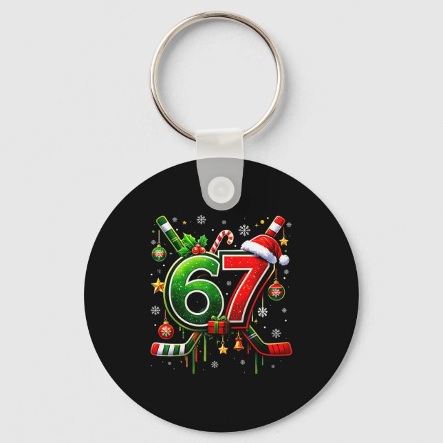 Porte-clés Funny 67 Six Seven Christmas Ice Hockey  (Recto)