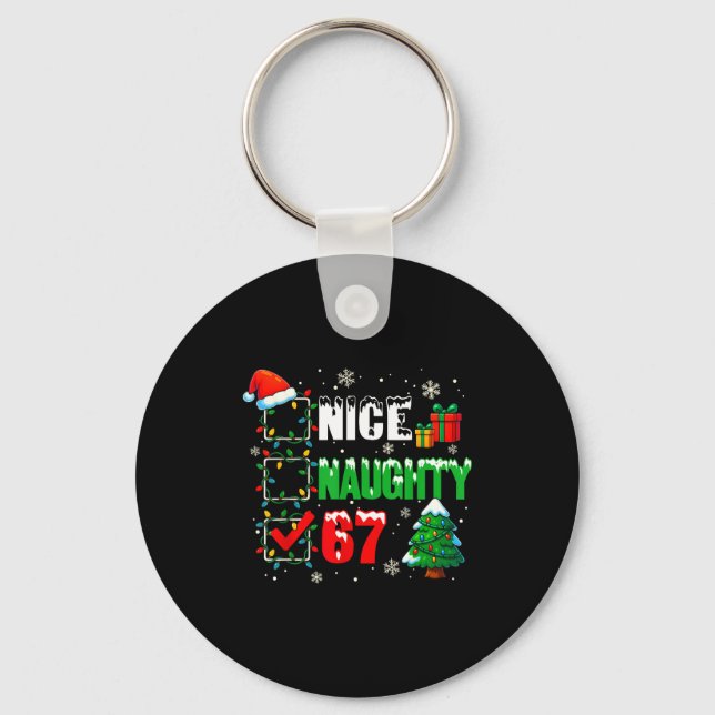 Porte-clés Funny 6-7 Meme Nice Naughty 67 Christmas Brain Rot (Recto)