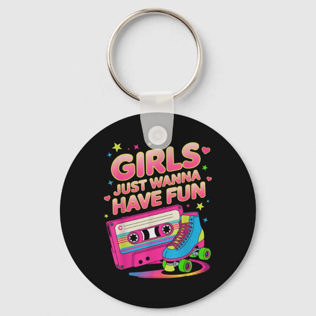 Porte-clés Funny 80s Filles Juste Veux Avoir Un Clic Retro Vi (Recto)
