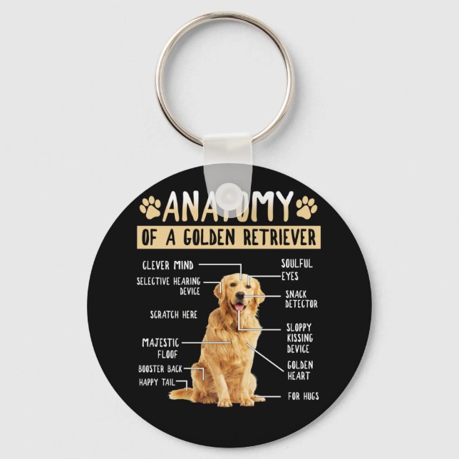 Porte-clés Funny Anatomy Golden Retriever Amoureux des chiens (Recto)