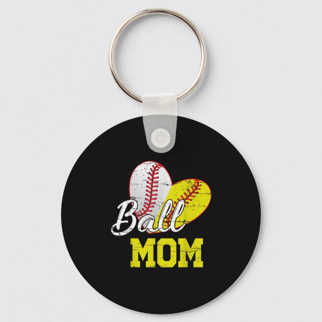 Porte-clés Funny Ball Mom Softball Baseball For Women Mothers (Recto)