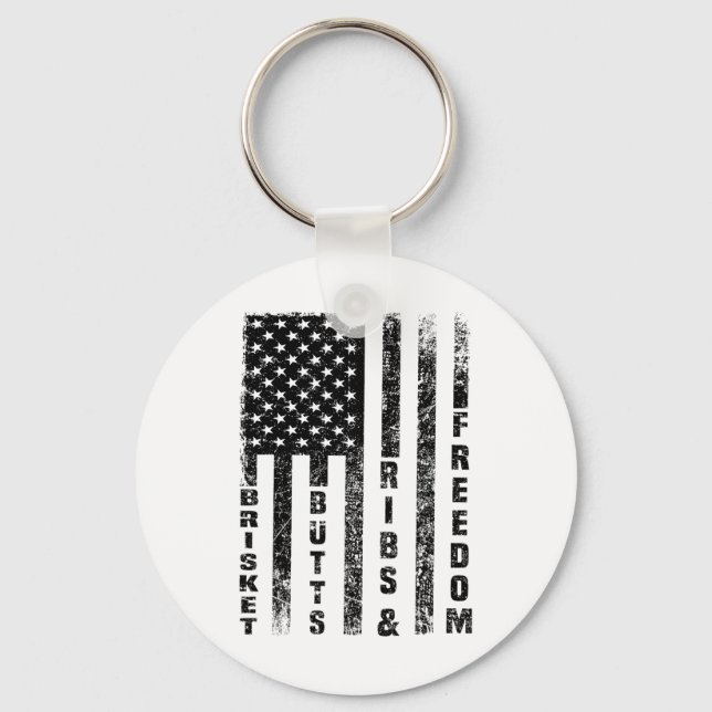 Porte-clés Funny Bbq Funny Brisket Butts Ribs Et Freedom Bbq (Recto)