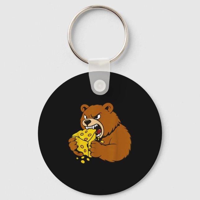 Porte-clés Funny Bear Eating Cheese Illustration For Food Lov (Recto)