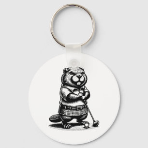 Porte-clés Funny Beaver Golfeur Swing Golf Rodent Sports