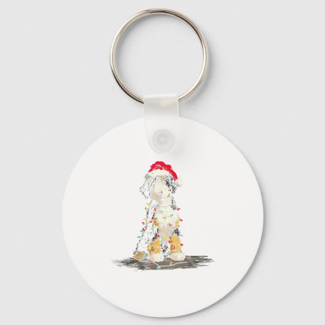 Porte-clés Funny Bernedoodle Christmas Graphics Dog Lights Lo (Recto)