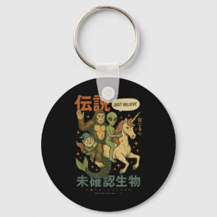 Porte-clés Funny Bigfoot Alien Unicorn Art japonais Mythique