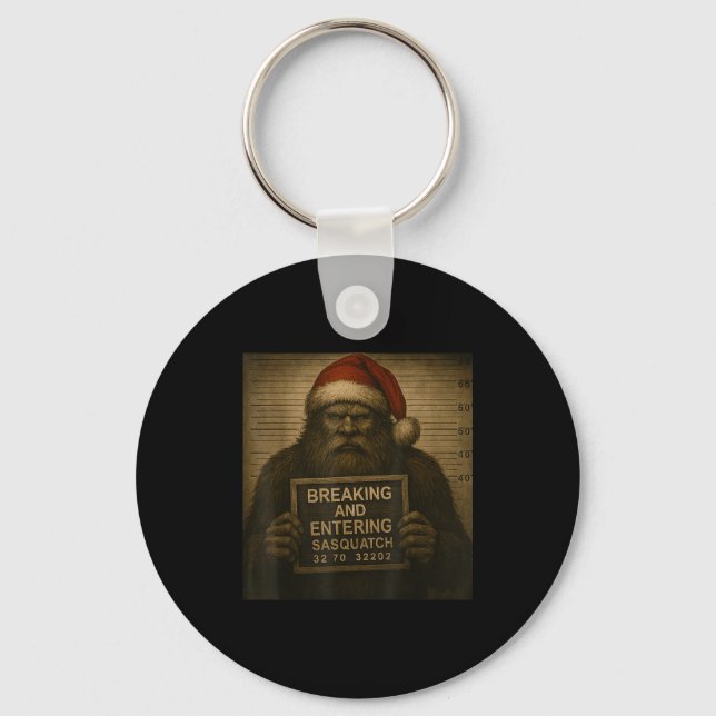 Porte-clés Funny Bigfoot Christmas – Xmas Sasquatch Mugshot  (Recto)