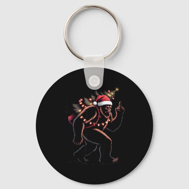 Porte-clés Funny Bigfoot Middle Finger Christmas Sasquatch An (Recto)