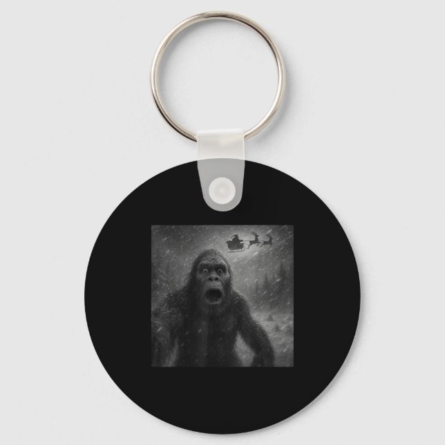Porte-clés Funny Bigfoot Sasquatch Selfie Santa Claus Xmas Ch (Recto)