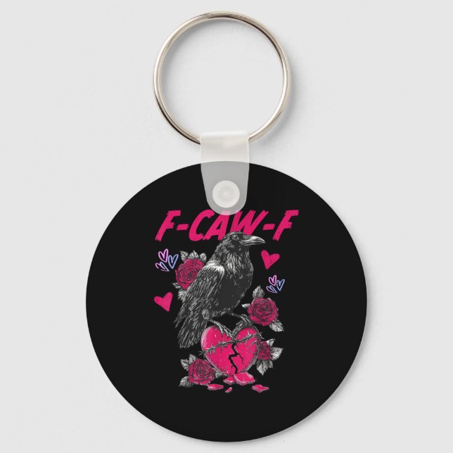 Porte-clés Funny Black Bird F-caw-f Anti Valentines Day Singl (Recto)