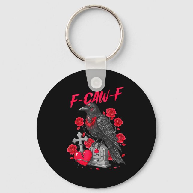 Porte-clés Funny Black Bird F-caw-f Anti Valentines Day Singl (Recto)