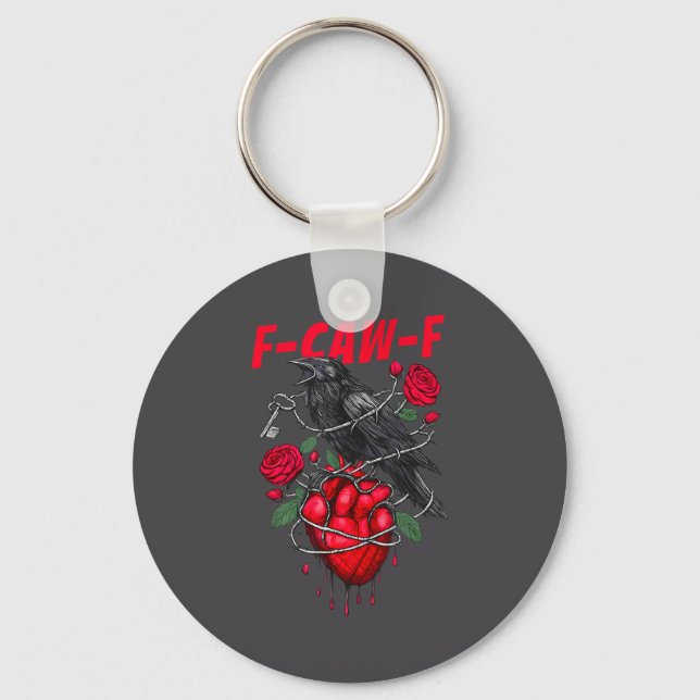 Porte-clés Funny Black Bird F-caw-f Anti Valentines Day Singl (Recto)