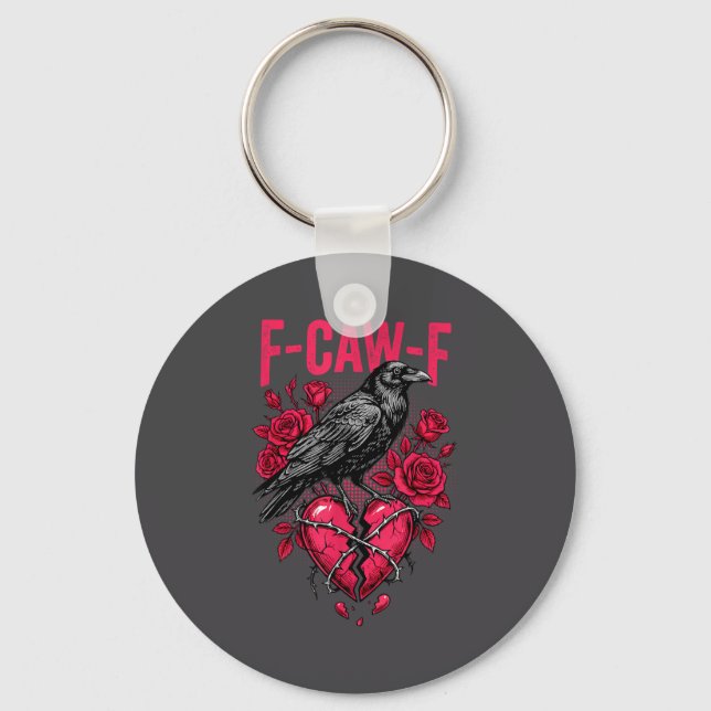 Porte-clés Funny Black Bird F-caw-f Anti Valentines Day Singl (Recto)