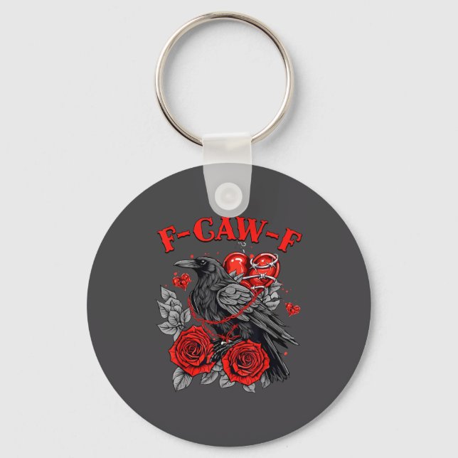 Porte-clés Funny Black Bird F-caw-f Anti Valentines Day Singl (Recto)