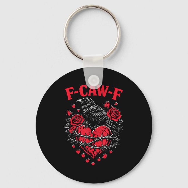 Porte-clés Funny Black Bird F-caw-f Anti Valentines Day Singl (Recto)