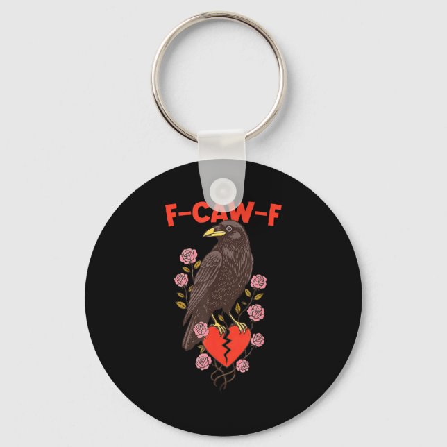 Porte-clés Funny Black Bird F-caw-f Anti Valentines Day Singl (Recto)